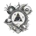 multiverse, portal, aliens, secret symbol tattoo design idea