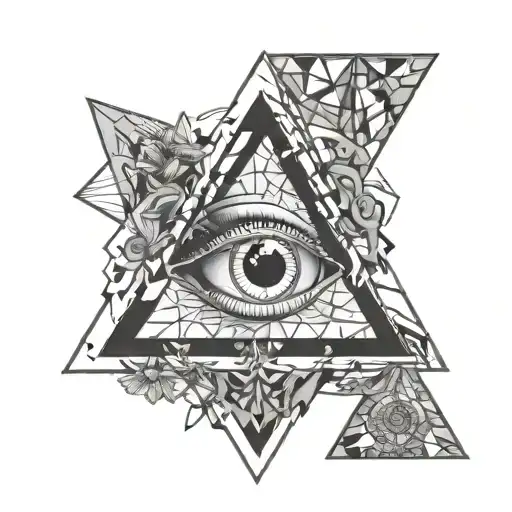 triangle with brain, eye and heart tattoo design idea