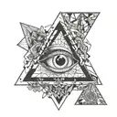 triangle with brain, eye and heart tattoo design idea
