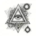 triangle with brain, eye and heart tattoo design idea