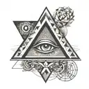 triangle with brain, eye and heart tattoo design idea