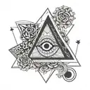 triangle with brain, eye and heart tattoo design idea
