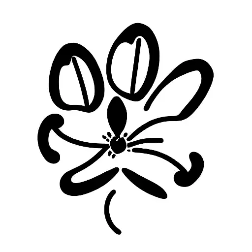 line work dog paw with orchid flower tattoo design idea