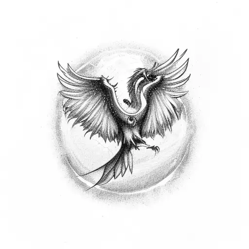 Pheonix rising from ashes tattoo design idea