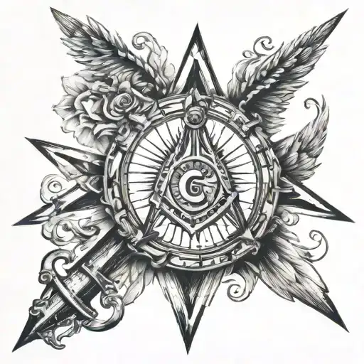 square and compass  tattoo design idea