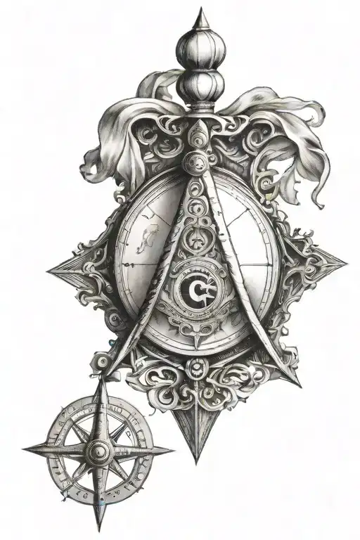 Square And Compass With The 7 Hermetic Principles  tattoo design idea