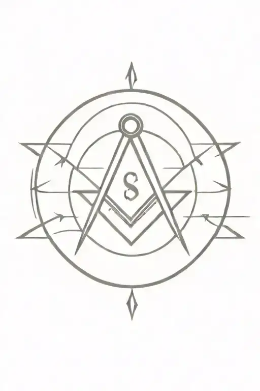 square and compass tattoo design idea