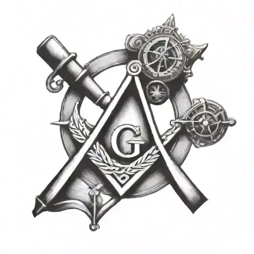 square and compass tattoo design idea