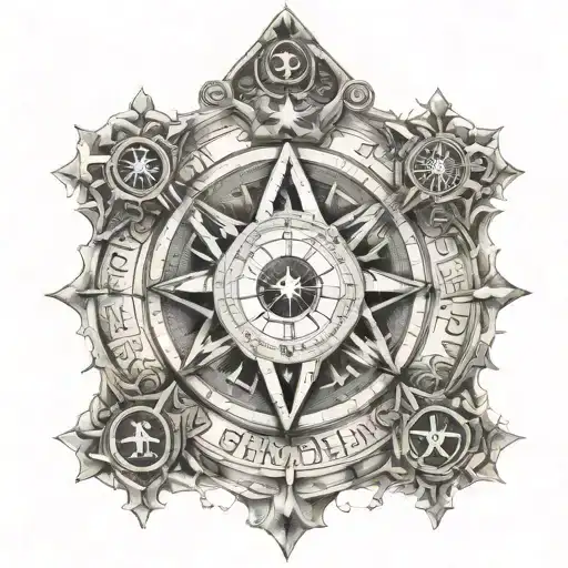 the hermetic principles with square and compass incorporated  tattoo design idea