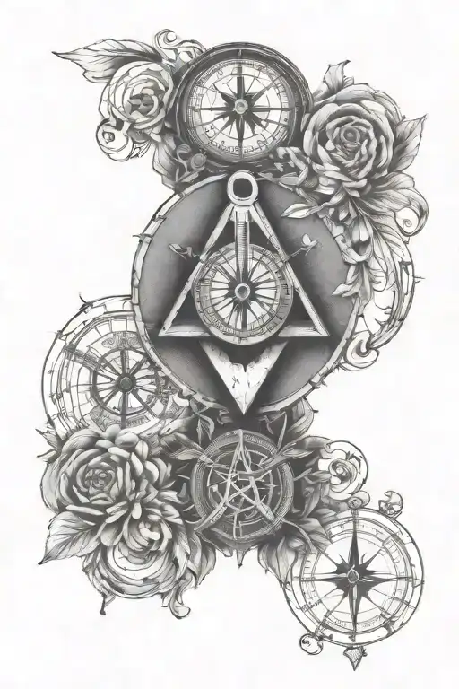 square and compass  tattoo design idea