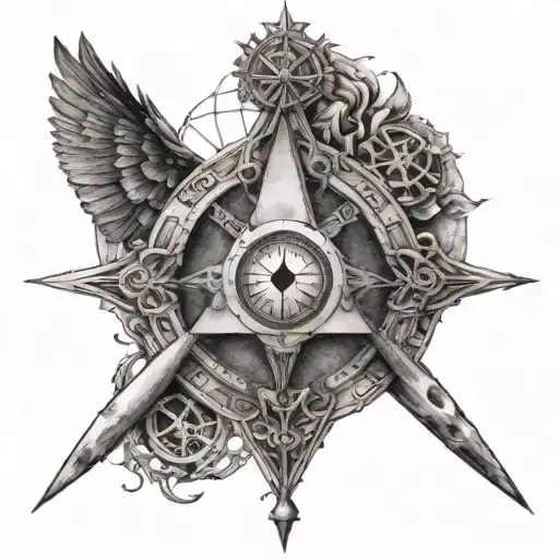 the hermetic principles with square and compass incorporated  tattoo design idea