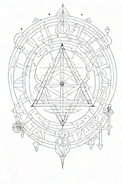 the 7 hermetic principles in a circle inside tattoo design idea