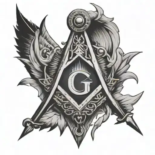 square and compasses no background tattoo design idea