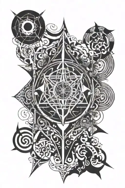 hermetic principles represented through abstract tattoo design idea