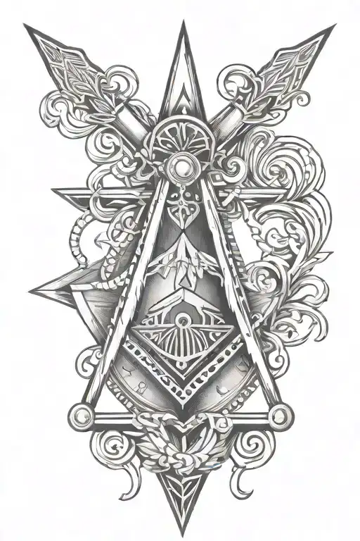 square and compasses mason tattoo design idea