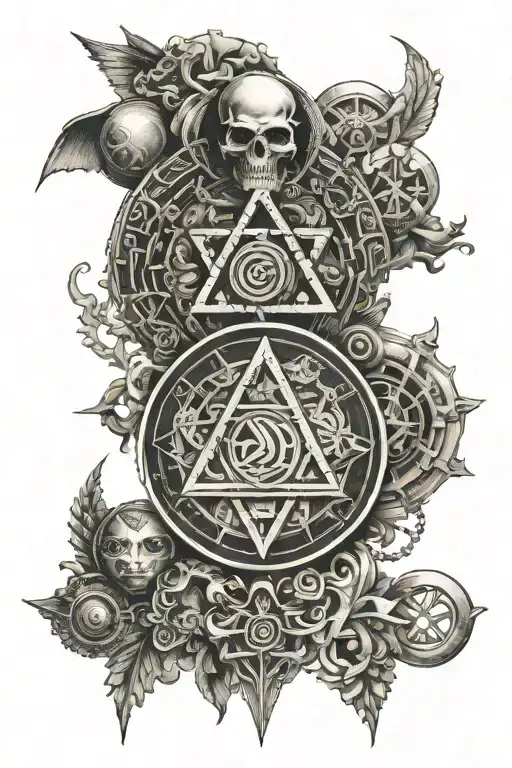 hermetic principles represented with symbols tattoo design idea
