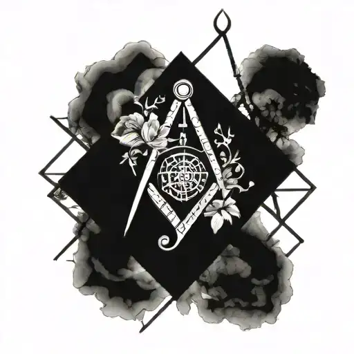 square and compass with the 7 hermetic principles  tattoo design idea