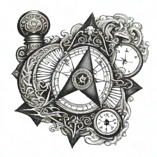 square and compass with intricate details tattoo design idea