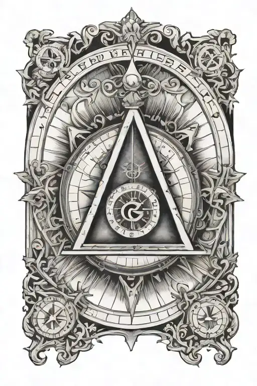 square and compass  with the 7 hermetic principles and the golden ratio incorporated  tattoo design idea