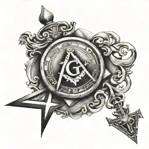 square and compass tattoo design idea