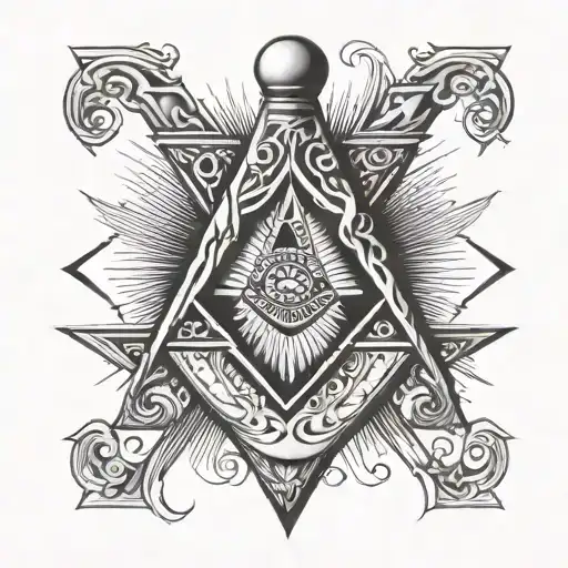 square and compasses mason tattoo design idea