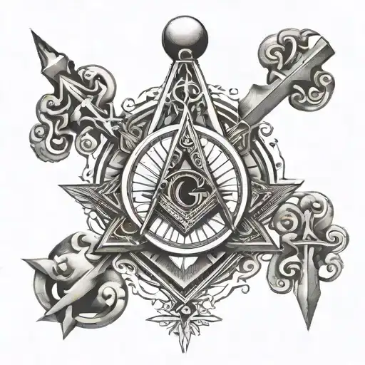 masonic square and compass and the seven hermetic principles  tattoo design idea