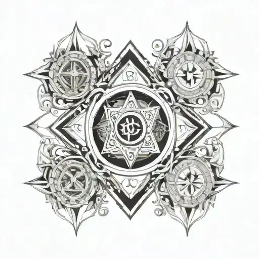 square and compass with the 7 hermetic principles  tattoo design idea