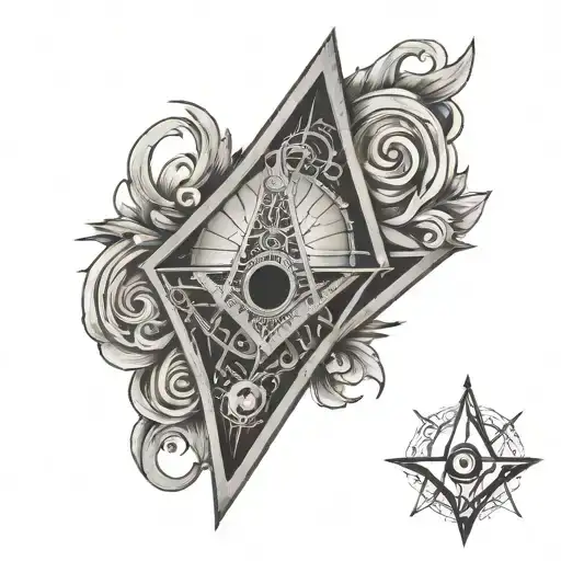 square and compasses dualism tattoo design idea