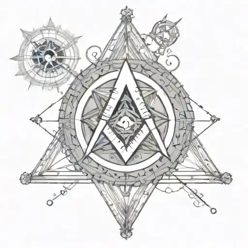 square and compass with the 7 hermetic principles  tattoo design idea