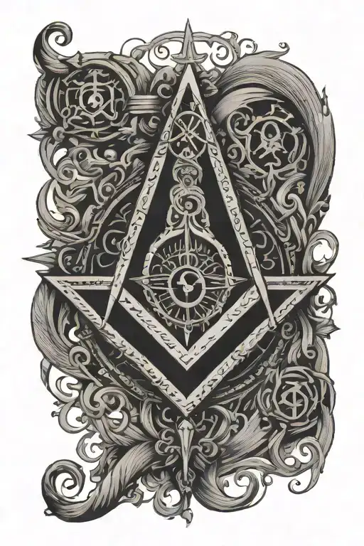 square and compass  with the 7 hermetic principles  tattoo design idea
