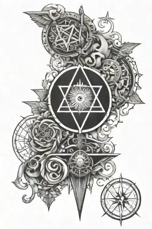 hermetic principles represented with pictures tattoo design idea