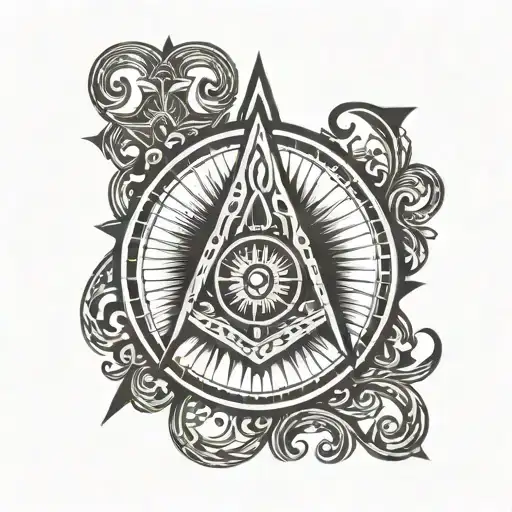 square and compass tattoo design idea