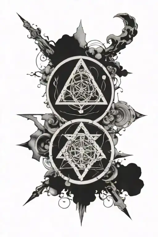 the 7 hermetic principles in a circle inside tattoo design idea