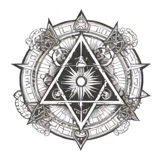 square and compasses  and the seven hermetic principles in a circle tattoo design idea