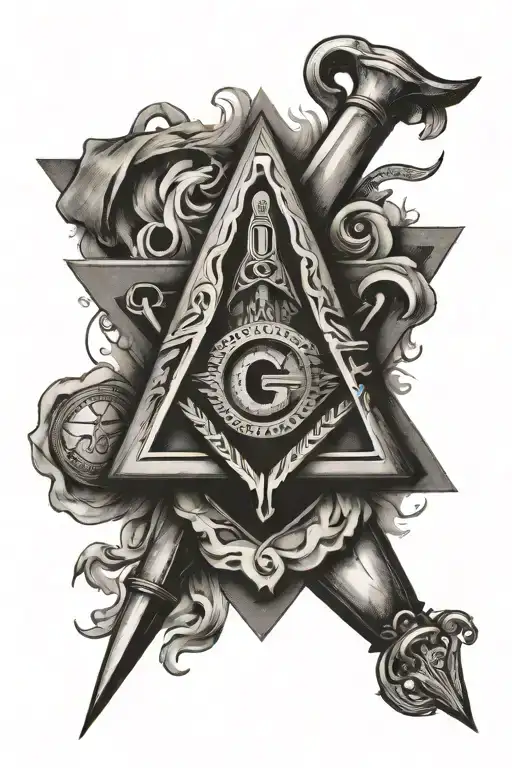 masonic Square And Compass With The 7 Hermetic Principles tattoo design idea