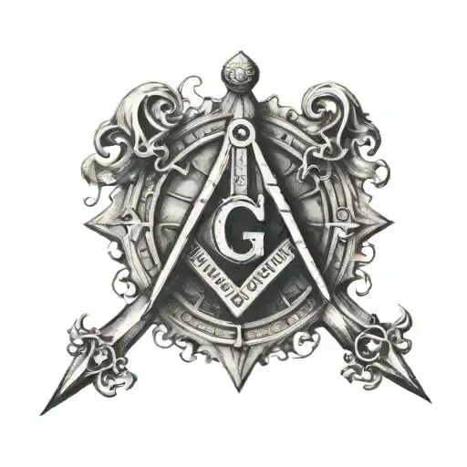 square and compass intertwined tattoo design idea