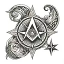 square and compasses tattoo design idea