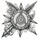 square and compass  tattoo design idea