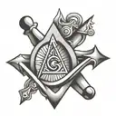 square and compass tattoo design idea