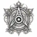 the hermetic principles with square and compass incorporated  tattoo design idea