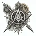 the hermetic principles with square and compass incorporated  tattoo design idea