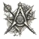 the hermetic principles with square and compass incorporated  tattoo design idea