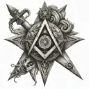 the hermetic principles with square and compass incorporated  tattoo design idea