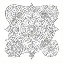 the 7 hermetic principles in a circle inside tattoo design idea