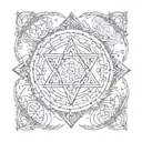 the 7 hermetic principles in a circle inside tattoo design idea