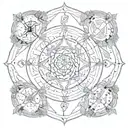 the 7 hermetic principles in a circle inside tattoo design idea