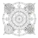 the 7 hermetic principles in a circle inside tattoo design idea