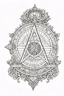 square and compass  with the 7 hermetic principles  tattoo design idea