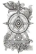 square and compass  with the 7 hermetic principles  tattoo design idea