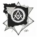 square and compasses  and the seven hermetic principles in a circle tattoo design idea